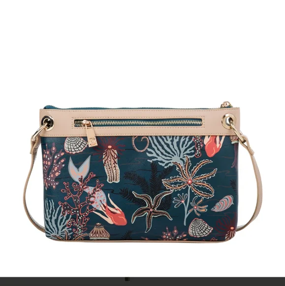 Spartina 449 Blue and Tan Crossbody Bag - Picture 1 of 16